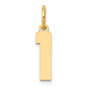14k Yellow Gold, Athletic Collection, Small Polished Number 1 Pendant